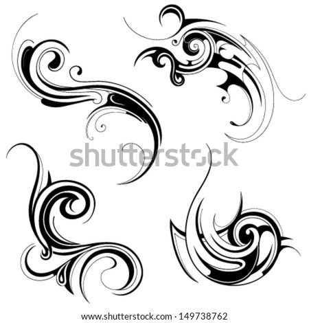 Tribal Scroll Set Free Vector / 4Vector