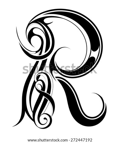 Gothic Style Capital Letter R Stock Vector Illustration 272447192 ...