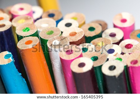 end of coloured pencils for art background or art symbol.