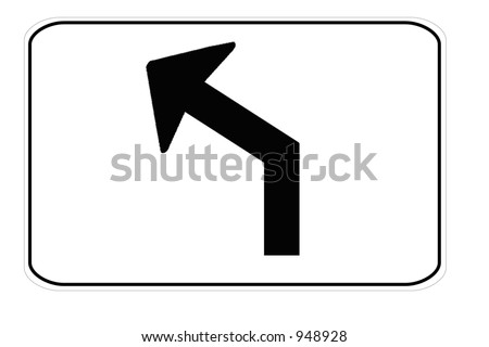 Diagonal Left Turn Arrow Auxiliary Sign Isolated On A White Background ...