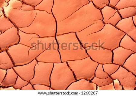 Background of cracked red clay