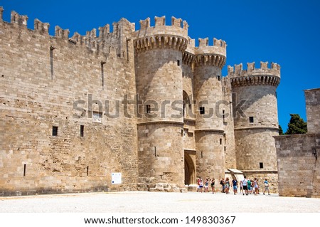 RHODES-JULY 01:  Knights Grand Master Palace on July 01, 2013 in Rhodes Island, Greece. The Palace of the Grand Master of the Knights of Rhodes is a medieval castle in the city of Rhodes.