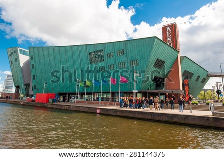 AMSTERDAM-APRIL 27: Science Center Nemo as seen from the river on April 27,2015, the Netherlands. Science Center Nemo is a science center in Amsterdam, Netherlands.