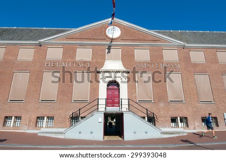 Amsterdam-April 30: Main entrance to Hermitage Amsterdam on April 30,2015. Hermitage Amsterdam is a branch museum of the Hermitage Museum of Saint Petersburg.