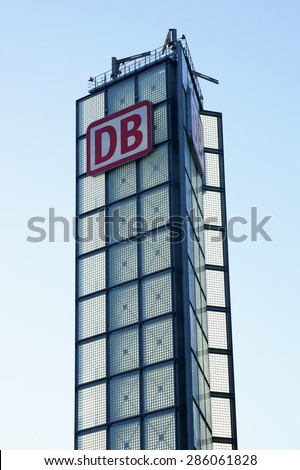 BERLIN, GERMANY - JUNE 04: The outer body of the on board restaurants from the ICE high-speed train of the German Railway on June 04, 2015 in Berlin / ICE board restaurant