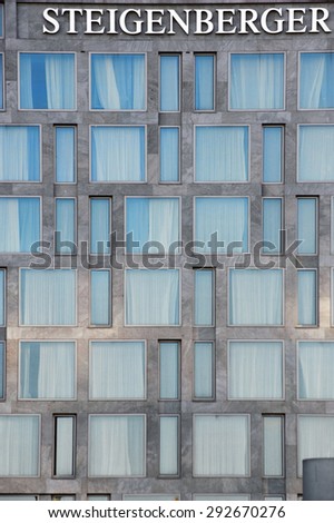 BERLIN, GERMANY - JUNE 04: The striking facade and windows series of the five-star hotel Steigenberger Berlin on June 04, 2015 in Berlin / Steigenberger Hotel Berlin