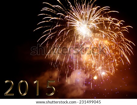 happy new year 2015 - colorful firework by night