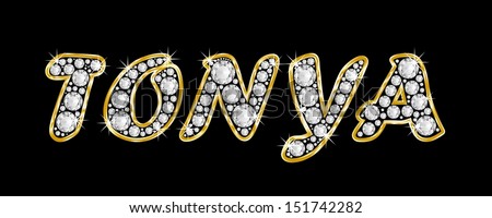 The Name Tonya Made Of A Shiny Diamonds Style Font, Brilliant Gem Stone ...