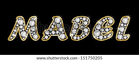 The Name Mabel Made Of A Shiny Diamonds Style Font, Brilliant Gem Stone ...