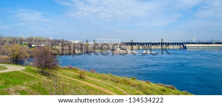 Dnieper hydro-electric dam in Zaporizhia, Ukraine