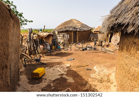 Close view of the poor house for living of the people of Ghana, Africa