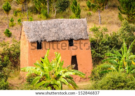 Small orange house in Madagascar, Africa