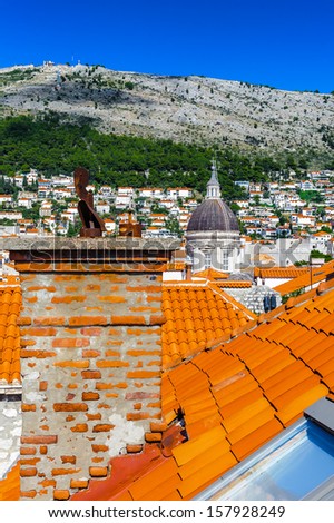 Architecture of the Old City of Dubrovnik (Croatia), a city on the Adriatic Sea,  It is one of the most prominent tourist destinations in the Mediterranean