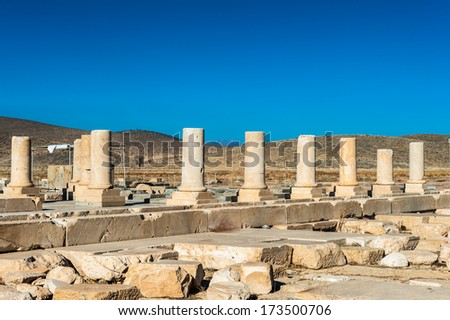 The Audience Hall of the Pasargadae Palace. Ancient Persian city of Pasargad, Iran. UNESCO World Heritage