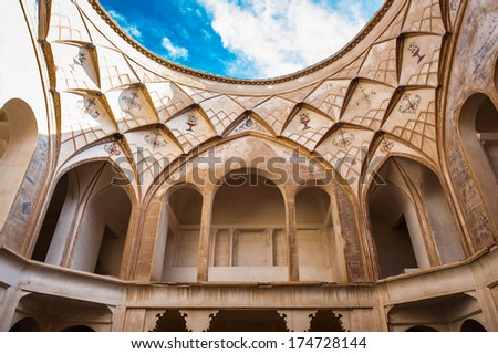 KASHAN, IRAN - JAN 10, 2014: Part of the Tabatabaei House,  a historic house in Kashan, Iran on Jan 10, 2014. It was built in early 1880s for the affluent Tabatabaei family.