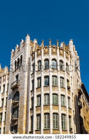 Architecture of the Via Laietana in Barcelona, Spain. Via Laietana was projected in 1879 and it\'s a a major thoroughfare