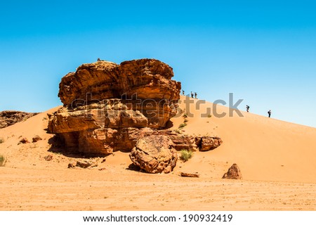 Nature and rocks of Wadi Rum (Valley of the Moon), Jordan. UNESCO World Heritage