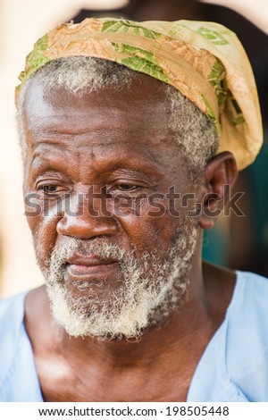 Accra, Ghana - March 6, 2012: Unidentified Ghanaian Old Man With A 