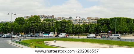 PARIS, FRANCE - JUN 17, 2014: Champ de Mars of Paris, France. Paris is one of the most popular touristic destinations in the world