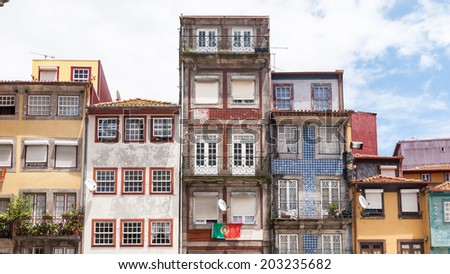 PORTO, PORTUGAL - JUN 21, 2014: Architecture of the  Ribeira quarter, Valley Douro, Porto, Portugal.Valley Douro is a UNESCO World heritage