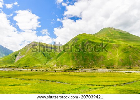 Wonderfull view of the Caucausus mountain in spring