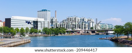 HELSINKI, FINLAND - JULY 26, 2014: Waterscape in  Helsinki, Finland. Helsinki was chosen to be the World Design Capital for 2012