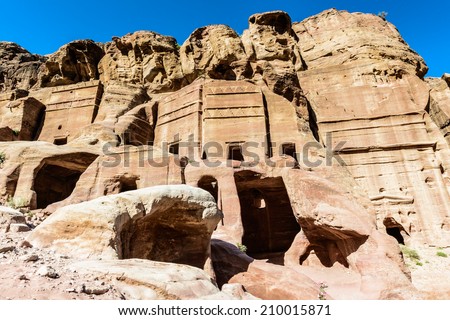 Rocks of Petra, the capital of the kingdom of the Nabateans in ancient times. UNESCO World Heritage