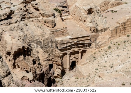 Nature and rocks in Petra, the capital of the kingdom of the Nabateans in ancient times. UNESCO World Heritage