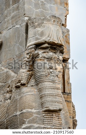 Gateway of All Nations - Statue of the entrance into the ancient city of Persepolis, Iran. UNESCO World Heritage Site.