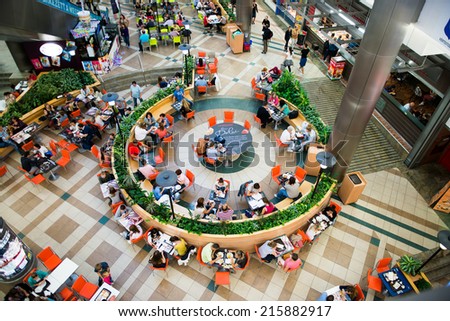 BUDAPEST, HUNGARY - AUG 27, 2014: Restaurant in West End City Center, a shopping centre in Budapest, Hungary. it is the former largest mall in Central Europe and it was opened on Nov 12, 1999