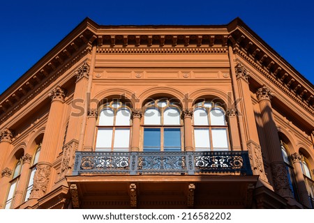 Architecture in the Old Town of Riga. Riga\'s historical centre is a UNESCO World Heritage Site