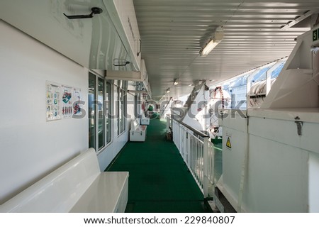 STOCKHOLM, SWEDEN - SEP 7, 2014: Cruiseferry of the Estonian company Tallink. It is one of the largest passenger and cargo shipping companies in the Baltic Sea region
