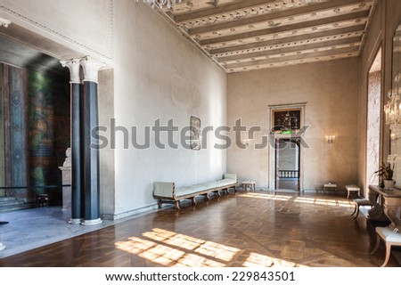 STOCKHOLM, SWEDEN - SEP 7, 2014: One of the rooms at the Stockholm City Hall, Sweden. It is the venue of the Nobel Prize banquet and one of Stockholm's major tourist attractions.