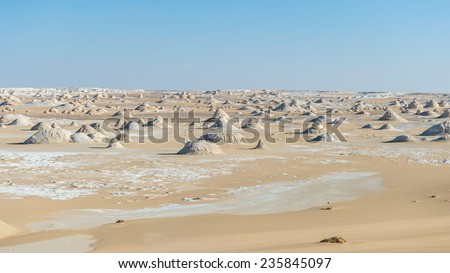 White desert formations at the white desert in Egypt