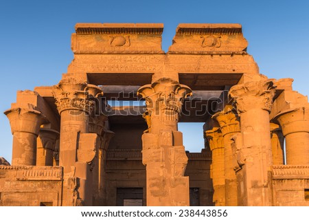 Temple of Kom Ombo during the sunrise, Egypt. It\'s dedicated to the crocodile god Sobek and the falcon god Haroeris