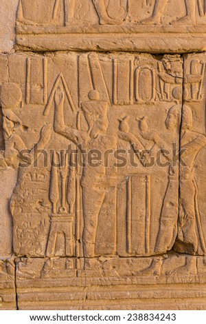 Hieroglyphs of the Deir el-Haggar temple, Dakhla Oasis, Western Desert, Egypt