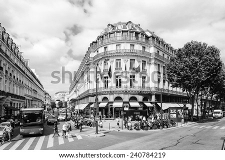 PARIS, FRANCE - JUN 17, 2014: Grand Hotel of the centre of Paris, France. Paris is one of the most popular touristic destinations in the world