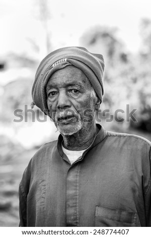 ASWAN, EGYPT - DEC 2, 2014: Unidentified Egyptian man portrait. 90% of Egyptian people are Muslim