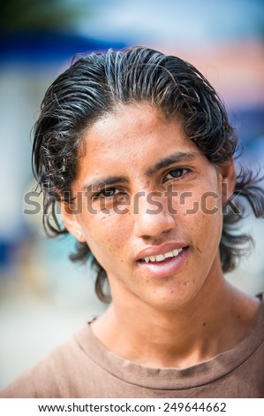 SAN JOSE, COSTA RICA - JAN 6, 2012: Unidentified Costa Rican young man portrait. 65.8% of Costa Rican people belong to the White (Castizo) ethnic group
