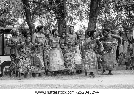 KARA, TOGO - MAR 9, 2013: Unidentified Togolese people dance at the local music performance. People in Togo suffer of poverty due to the unstable econimic situation