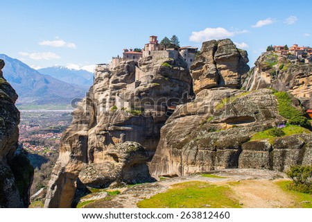 Holy Monastery of Varlaam in Meteora mountains, Thessaly, Greece.  UNESCO World Heritage List