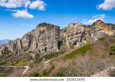Nature of the Meteora mountains in Thessaly, Greece. UNESCO WOrld Heritage