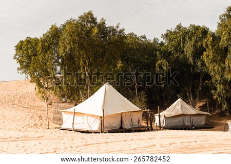 Tents in the Sahara desert in Senegal, Africa