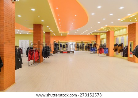 PAMUKKALE, TURKEY - APR 18, 2015: interior of the Leather studio Romanov in Turkey. It\'s a popular destination for the people looking for a good quality leather clothes