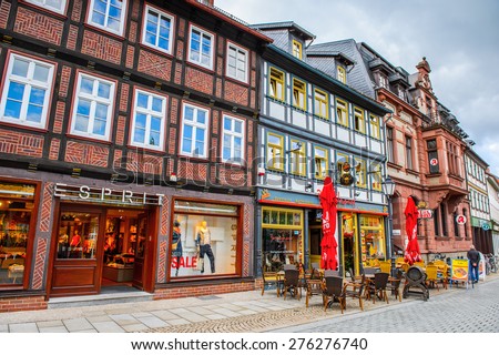 WERNIGERODE, GERMANY - MAY 4, 2015: Architecture in Wernigerode, Germany. Wernigerode was the capital of the district of Wernigerode until 2007