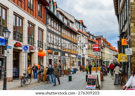 WERNIGERODE, GERMANY - MAY 4, 2015: Street in Wernigerode, Germany. Wernigerode was the capital of the district of Wernigerode until 2007