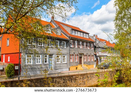 GOSLAR, GERMANY - MAY 4, 2015:  Half-timbered houses in the historic Town of Goslar. Goslar Historic Town is a UNESCO World Heritage site