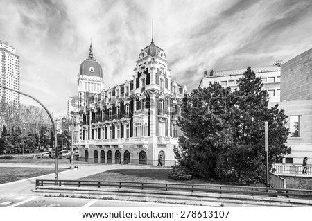 MADRID, SPAIN - JAN 29, 2015: Architecture of Madrid, Spain, Madrid is the capital and the largest city of Spain,