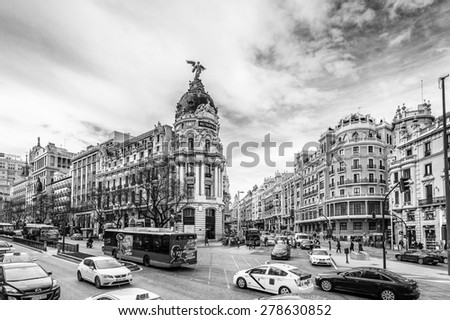 MADRID, SPAIN - JAN 29, 2015: Metropolis hotel of Madrid, Spain, Madrid is the capital and the largest city of Spain,
