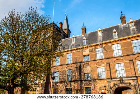 The Ridderzaal in Binnenhof,The Hague,Netherlands. Meeting place of States General of the Netherlands, as well as the Ministry of General Affairs and the office of the Prime Minister of Netherlands
